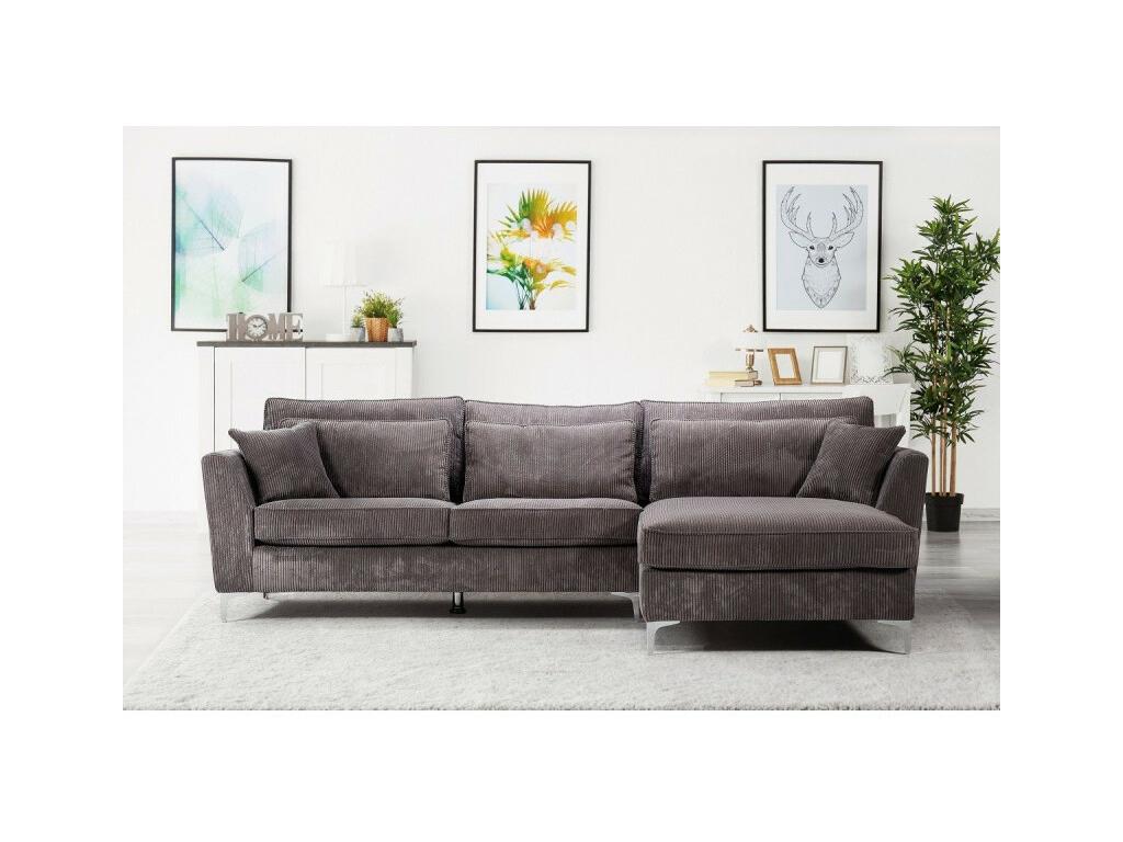Bohometop right-hand corner sofa in grey corduroy 93673UXNS