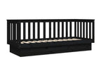 Daybed without mattress, black, 90x190 cm, solid pine wood, 25987PFBI
