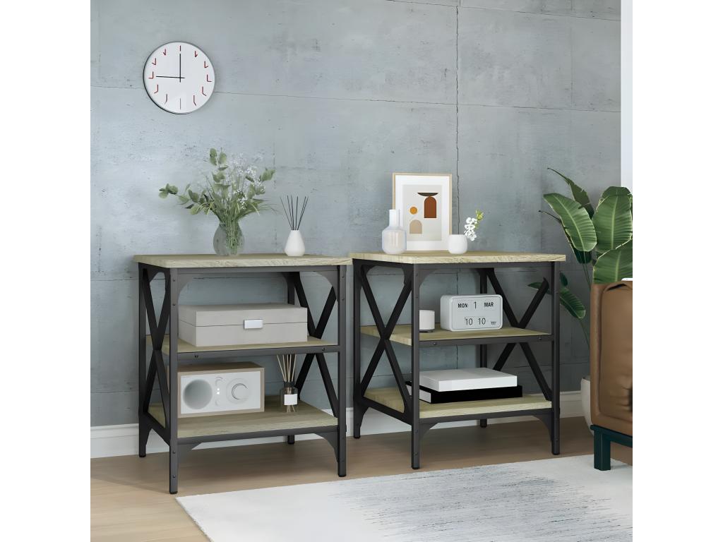 Homelumiere Oak Side Tables, 2 pcs, 40x42x50 cm, Engineered Wood