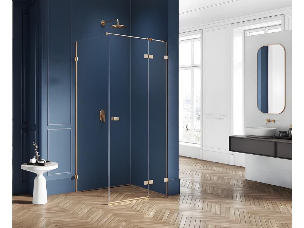 Bohometop 66716QEAB Brushed Gold Shower Enclosure 110x80 cm Right-Hand Pivoting Front Access