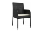 3-Piece Black Garden Dining Set with Cushions