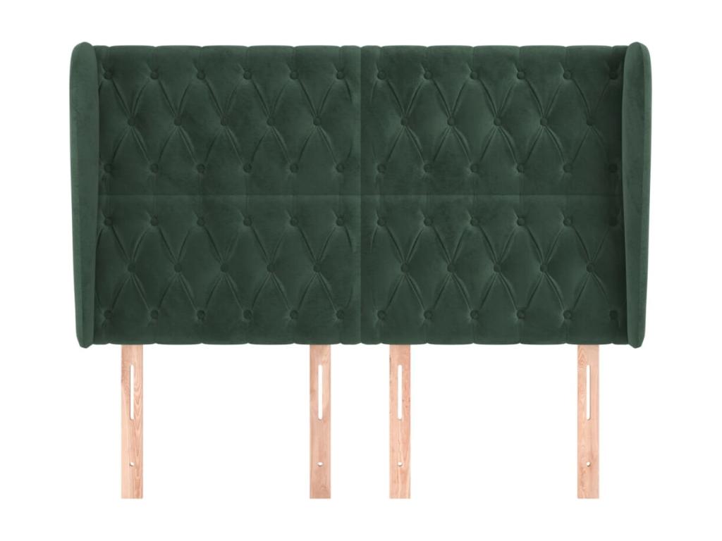 Headboard with wings, Dark Green, 147x23x118-128 cm, Velvet, 12363QANU