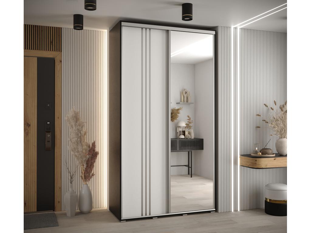 Homelumiere 7 Sliding Door Wardrobe 235.2/140/60 2 Doors Black/White/Silver