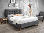 160x200 cm bed with upholstered headboard - Fabric - Grey - Bohometop 09043INIT
