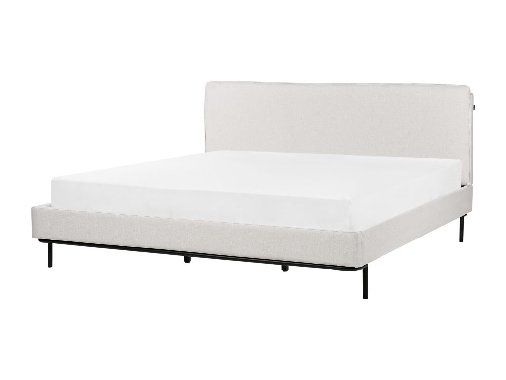 Bed with slatted base, Homelumiere fabric, 180x200 cm, light grey