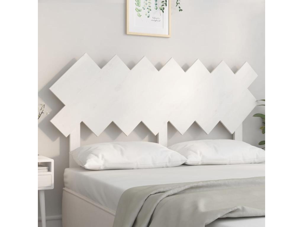 White headboard 141x3x80.5 cm Solid pine wood