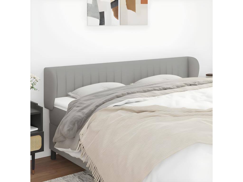 Headboard with wings, light grey, 163x23x78/88 cm, fabric