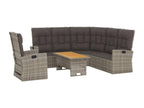 3-piece garden furniture set with cushions, grey wicker resin, 99929UCMY