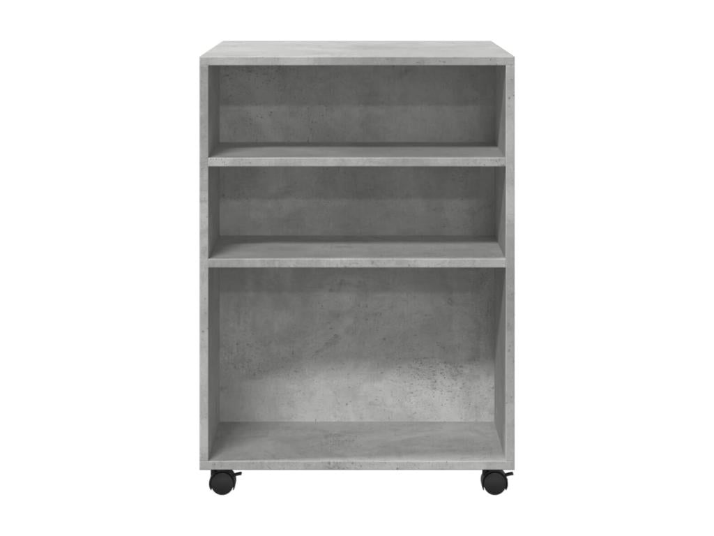 Side table with wheels, concrete grey engineered wood finish 85764JCAJ