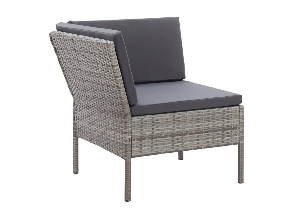 6-piece garden furniture set with cushions, grey wicker resin 27359KAFN
