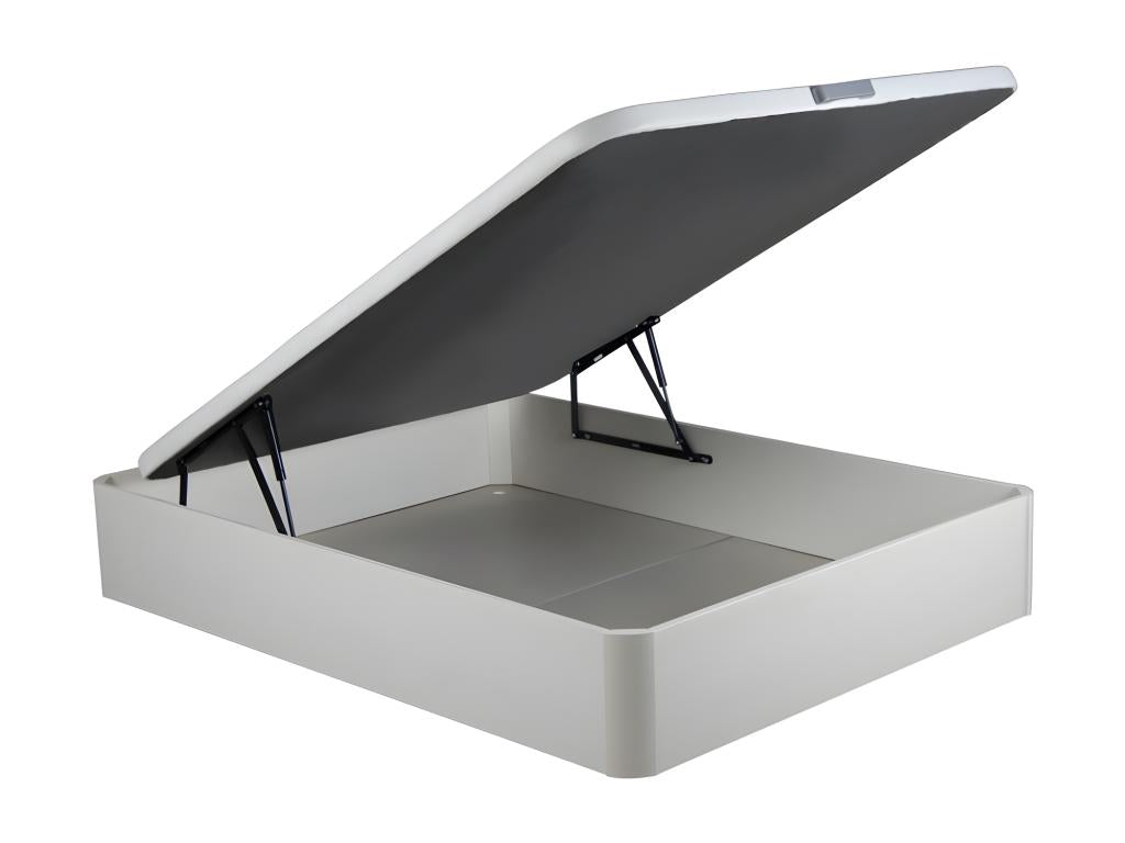 160x200 cm storage bed base in faux leather - Matte white - Homelumiere