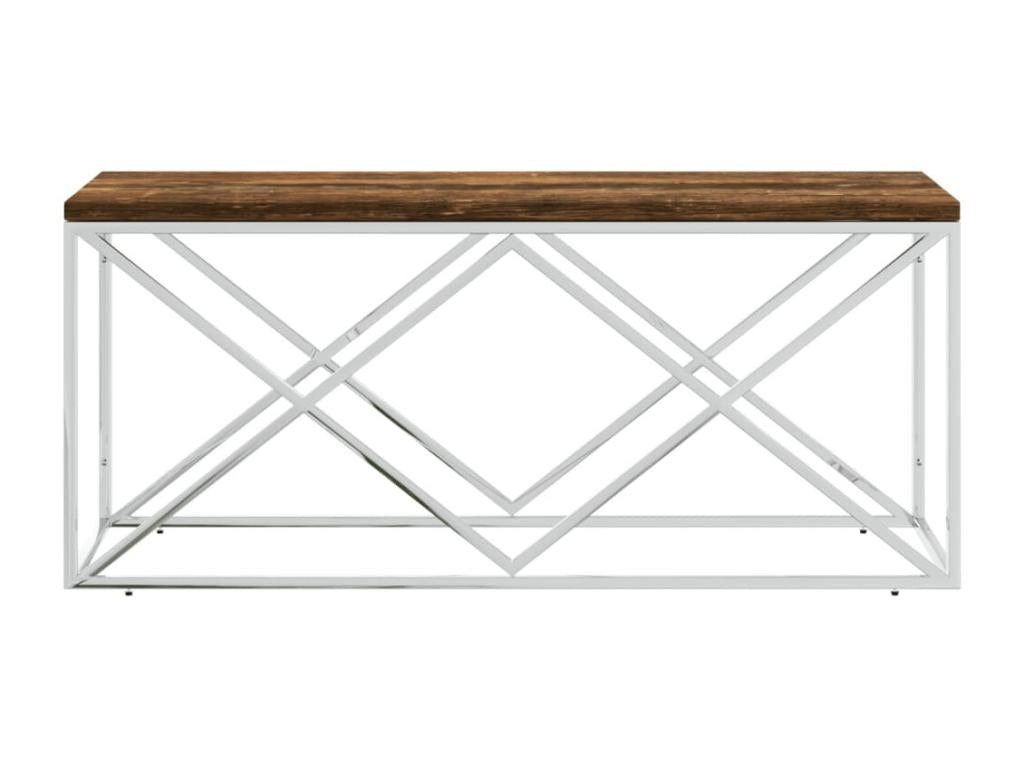 Coffee table in stainless steel and reclaimed solid wood