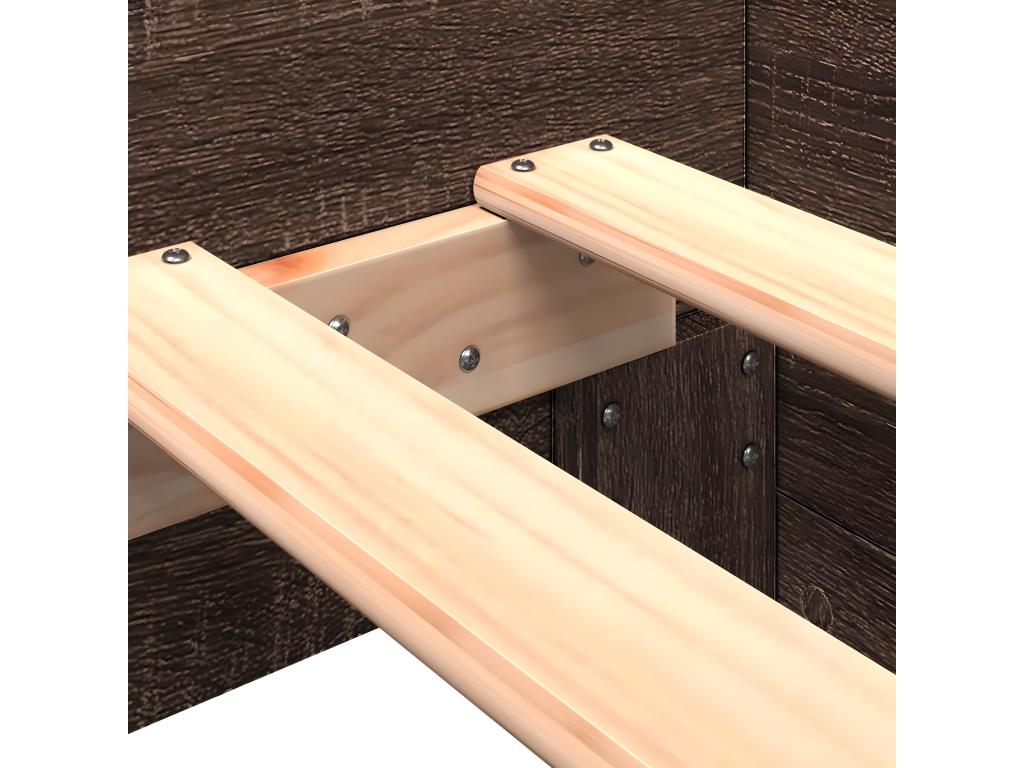 Brown oak bed frame 75x190 cm engineered wood 54331FUGM