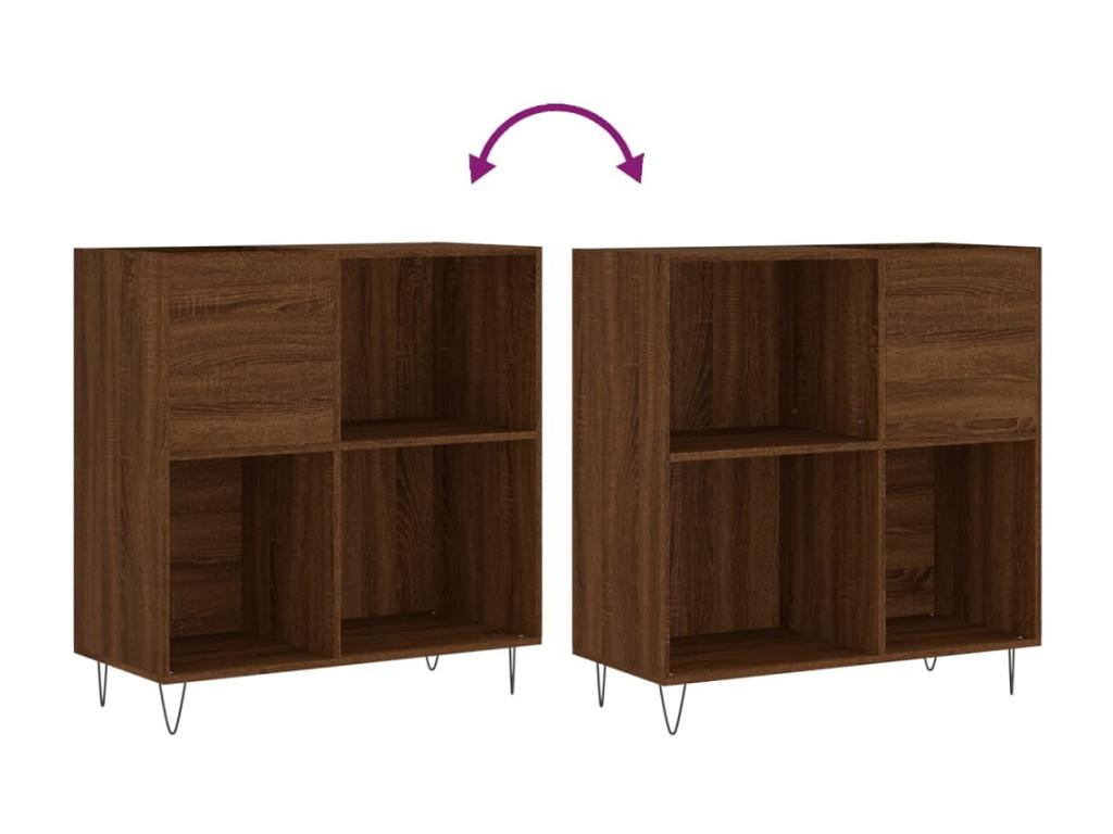 Brown oak record cabinet, 84.5x38x89 cm, engineered wood