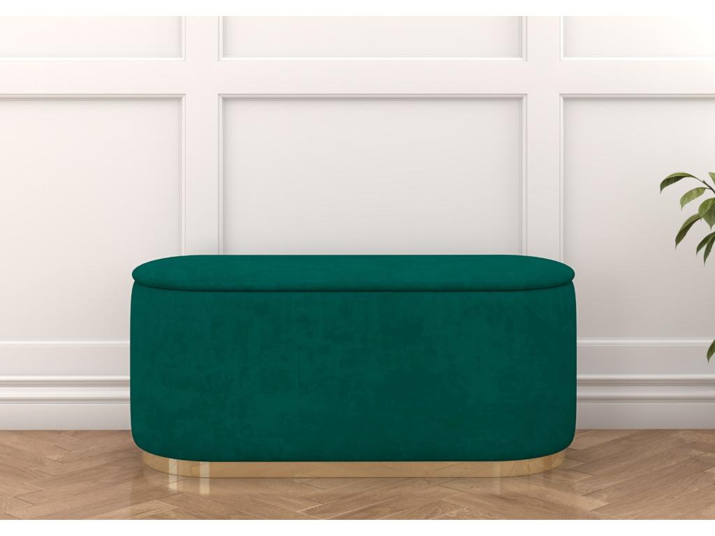 Homelumiere oval pouf with storage on a gold base / 110 cm / green