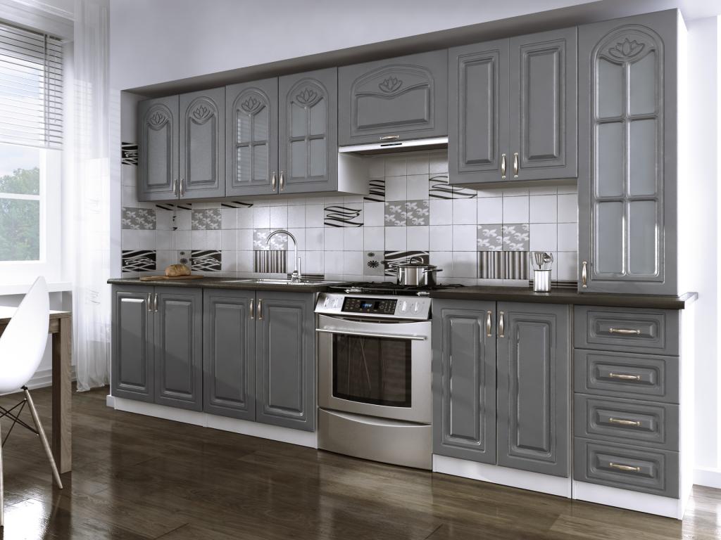 Complete 3.20m Bohometop grey kitchen with moldings 61108SIBH