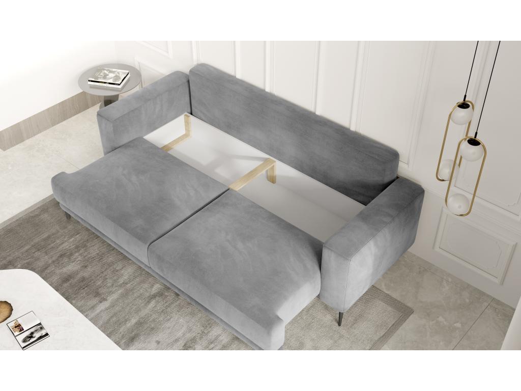 Bohometop 260cm 37200KJVG 4-seater designer convertible sofa in burgundy velvet with black metal legs