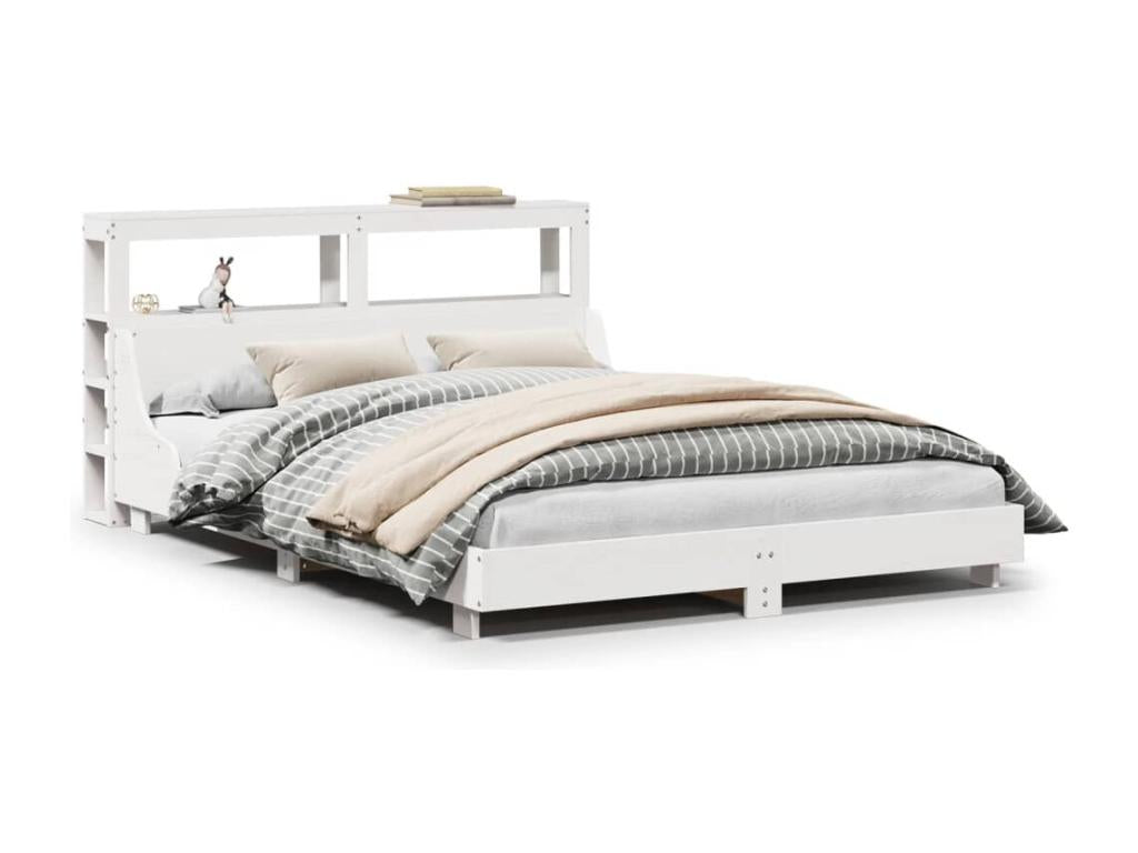 Bed frame without mattress white 135x190 cm solid pine wood 99226KIJS