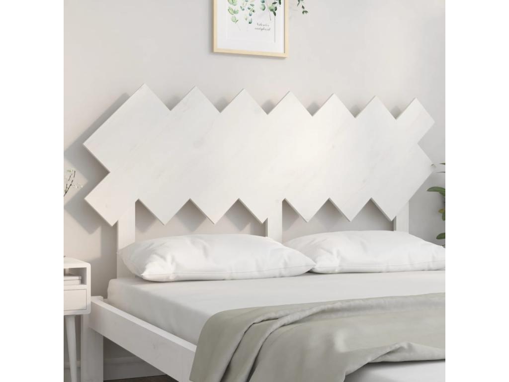 White headboard 141x3x80.5 cm Solid pine wood