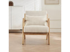 Armchair in wood and beige corduroy - Homelumiere