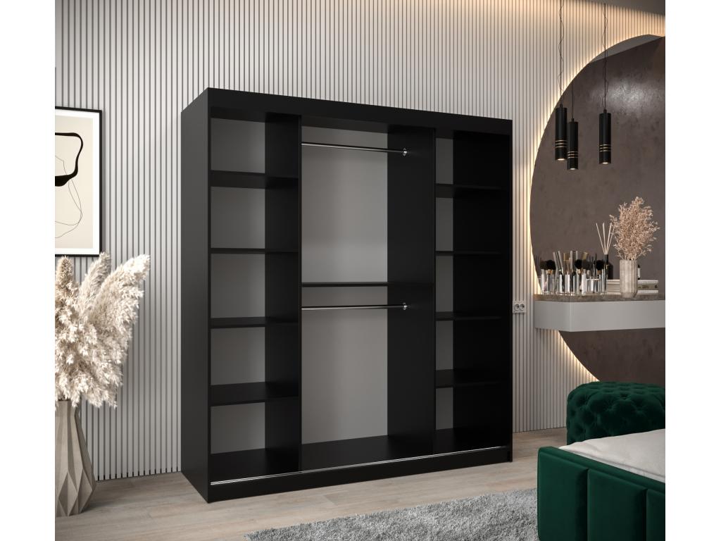 Homelumiere Sliding Door Wardrobe 200/180/62 2 Doors Black/Homelumiere