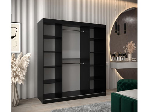 Homelumiere Sliding Door Wardrobe 200/180/62 2 Doors Black/Homelumiere