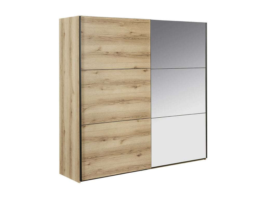 Bohometop - 2 Sliding Door Wardrobe with Wood and Mirror Finish 53454WPVK