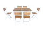 Bohometop garden table with rounded corners - 6 chairs - white - 120x80x75 cm 13791MYYM
