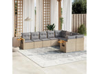 9-piece garden furniture set with cushions, beige wicker resin, 95605XBIK
