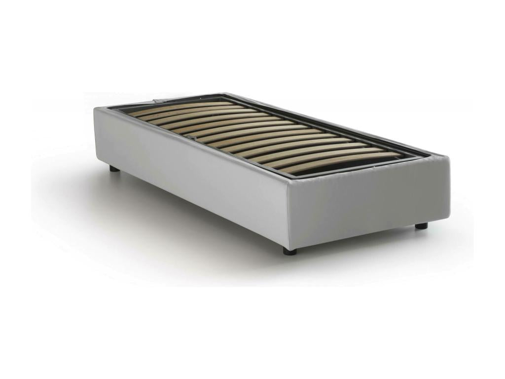 Bohometop Single Bed with Storage Bed and Eco-Leather Upholstery, Made in Italy, Side Opening, Suitable for 80x190 cm Mattress, White, 25766ZPSP