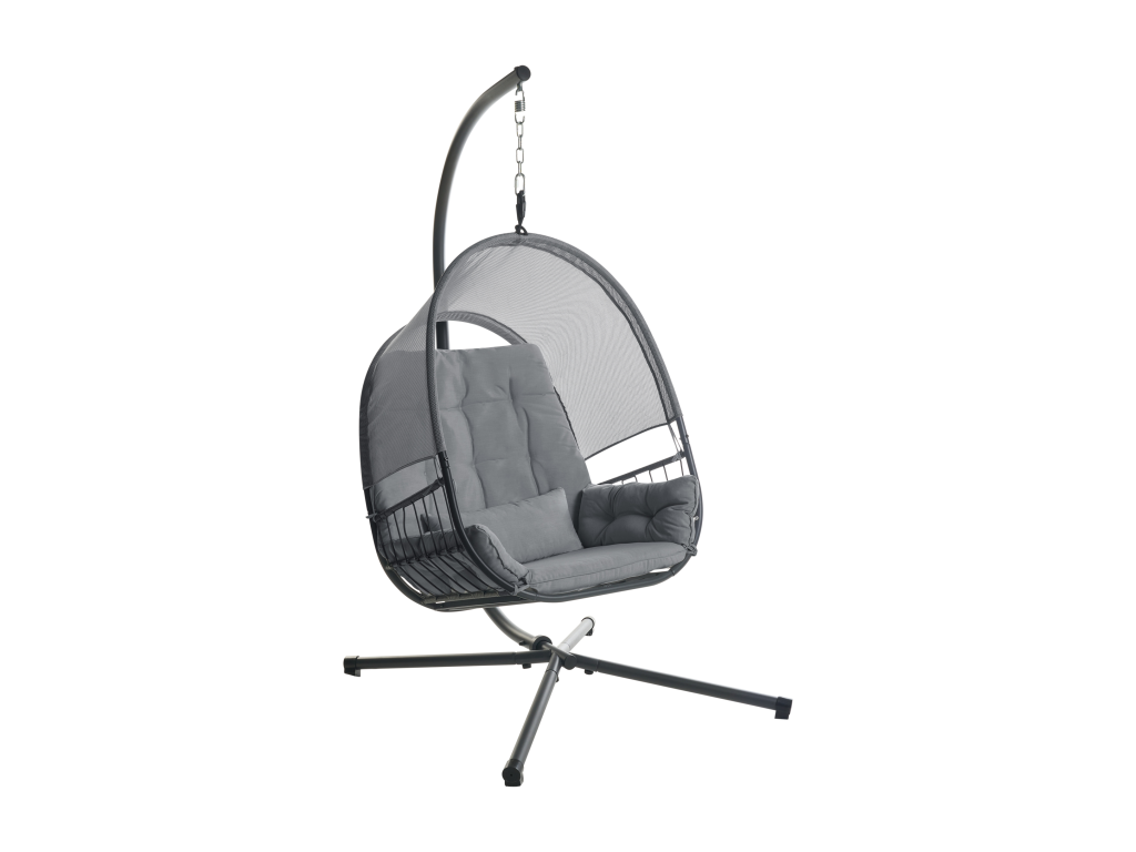 Bohometop Hanging Chair with Stand, Dark Grey Fabric 91292RWJZ