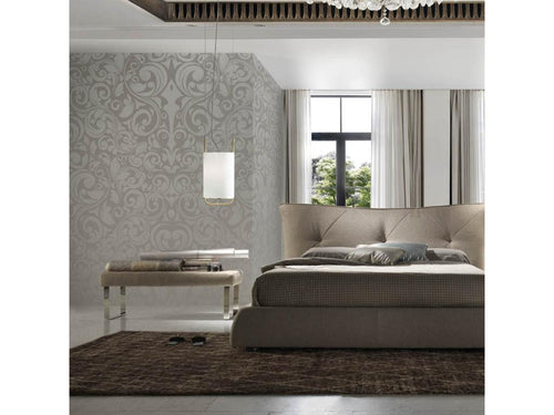 Upholstered bench in purple faux leather with stainless steel legs, Dez 120cm