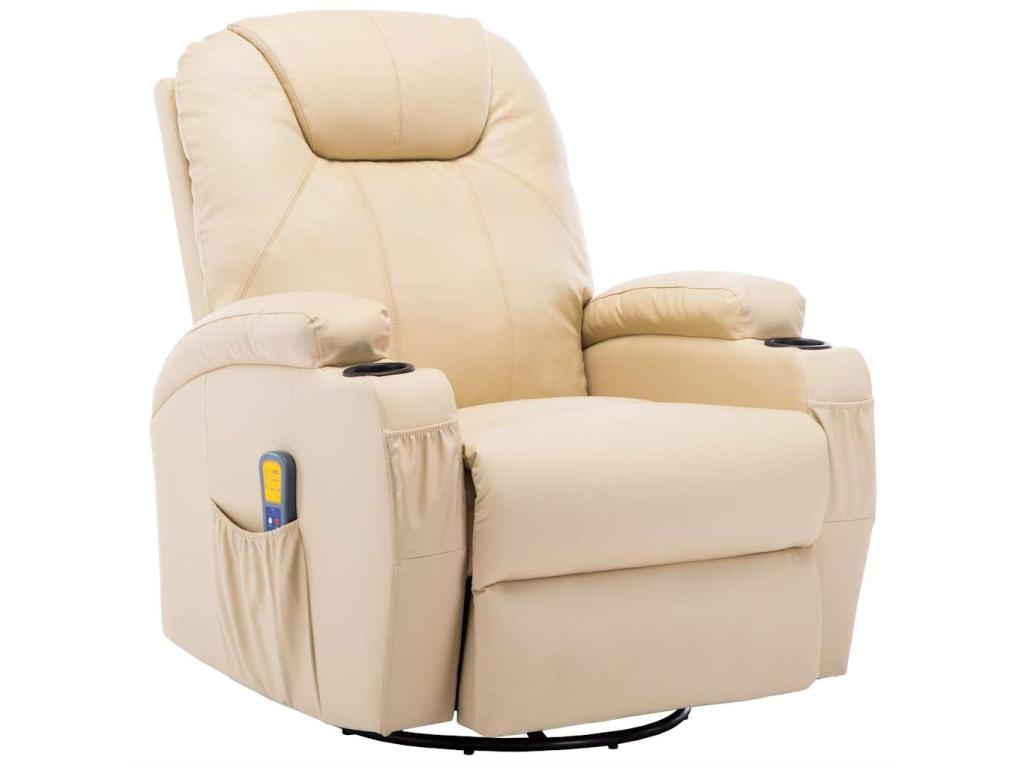 Cream Faux Leather Massage Rocking Chair 01884PDYK