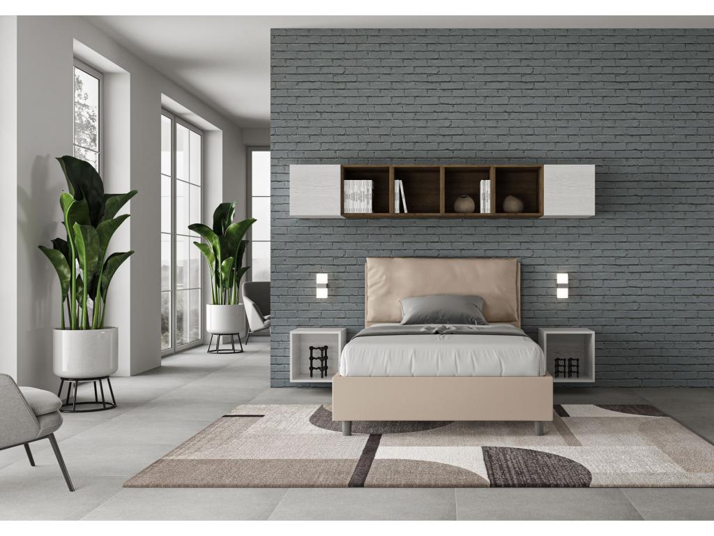 Bohometop Large 1.5-person bed with storage, upholstered, 120x190cm, faux leather, 57946WDVW