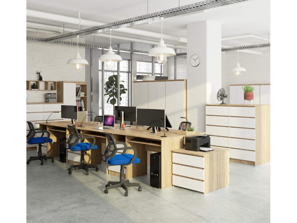 Bohometop desk, left-hand MDF wood, 4 drawers, white front, 90x50x77 cm, 66752DDYU