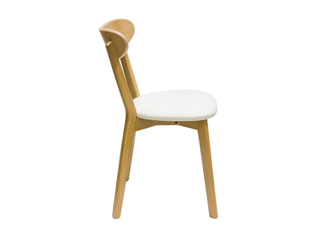 Vintage chairs in light oak wood and white bouclé wool-effect fabric, set of 2 Bohometop 37271HFFE