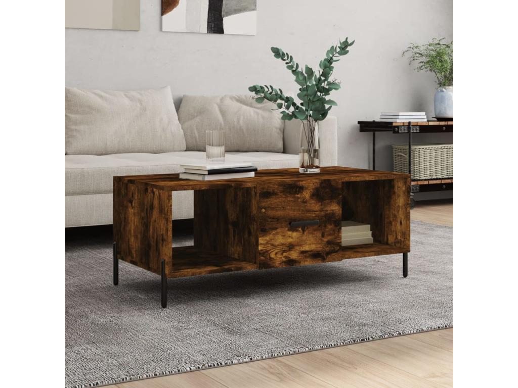 Smoked oak coffee table, 102x50x40 cm, engineered wood