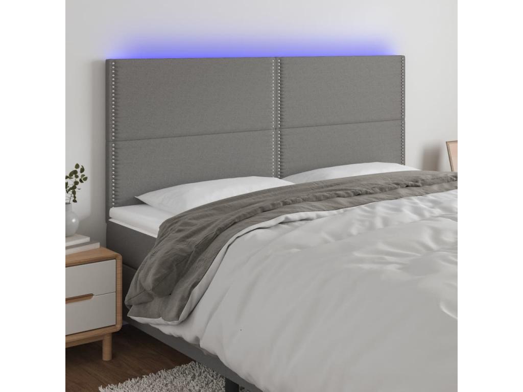 Dark Grey LED Headboard 180x5x118/128 cm Fabric 40947QAMK