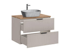 Bohometop Cashmere Wood and Stone Effect 80cm Single Sink Vanity Unit and Tall Cabinet 84480WMFM