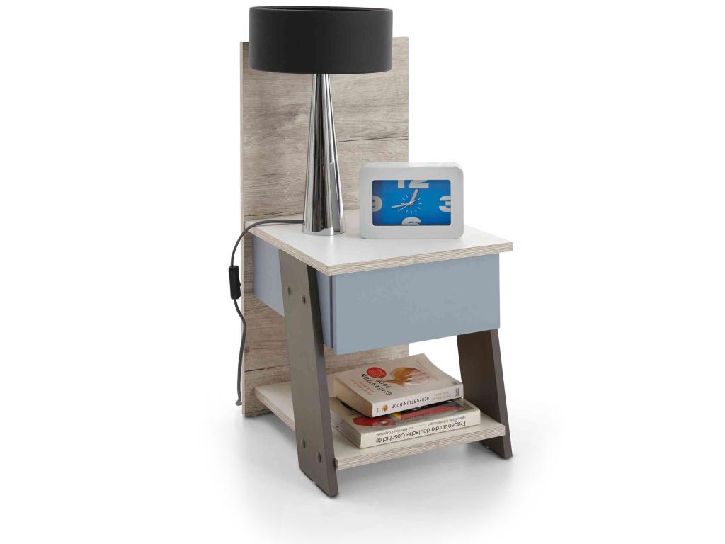 Children's bedside table with 1 drawer and 1 shelf in sand-effect oak wood - CH13028 05883QNYD