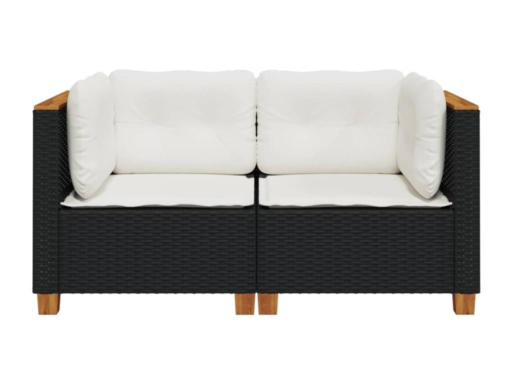 Garden corner sofas and cushions, 2 pcs, black resin wicker, 72176PHXX