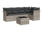 6-piece garden furniture set with light grey cushions, woven resin 65165LOFB