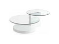 Round coffee table with tempered glass top and white lacquered wood legs Bohometop-Bohometop 63249NSZT