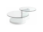 Round coffee table with tempered glass top and white lacquered wood legs Bohometop-Bohometop 63249NSZT