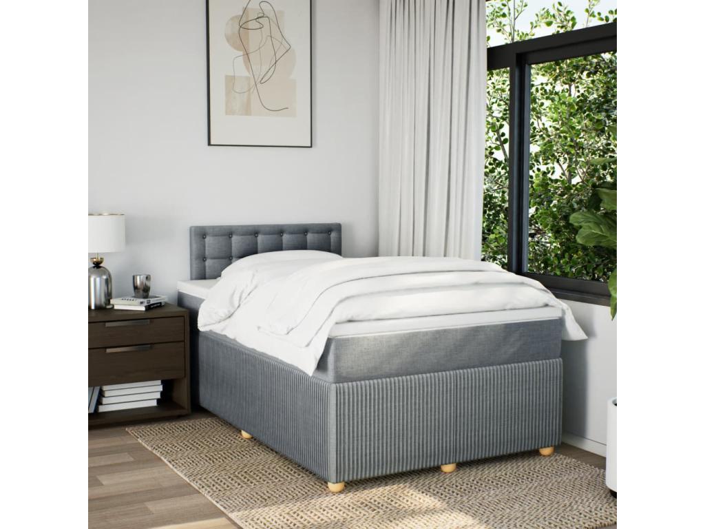Delimoa bed base and light grey mattress 120x190 cm fabric 36399PWCS