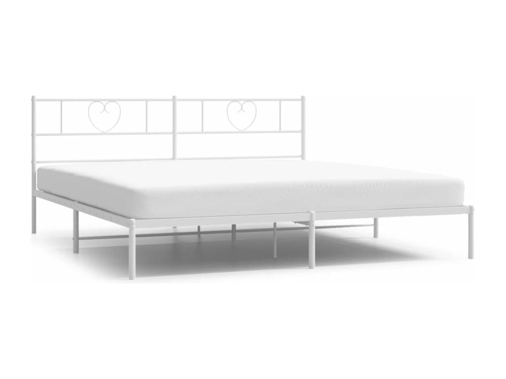 Metal bed frame with white headboard, 193x203 cm, 72343ZPWQ