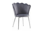 Modern velvet chair with chrome metal legs, Petal - Set of 2 - Grey 97006MWYY