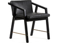 Teak Wood/Leather/Metal Armchair -- Black/Gold