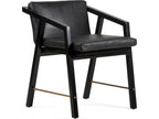 Teak Wood/Leather/Metal Armchair -- Black/Gold