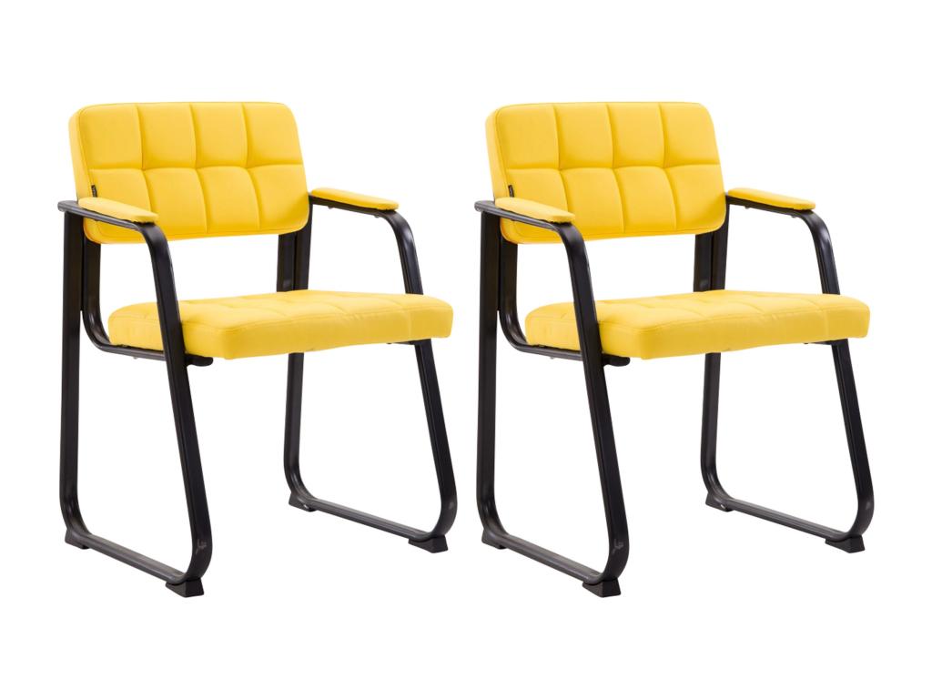 Set of 2 armchairs - Faux leather / White - Yellow - Bohometop B 24894VSNL